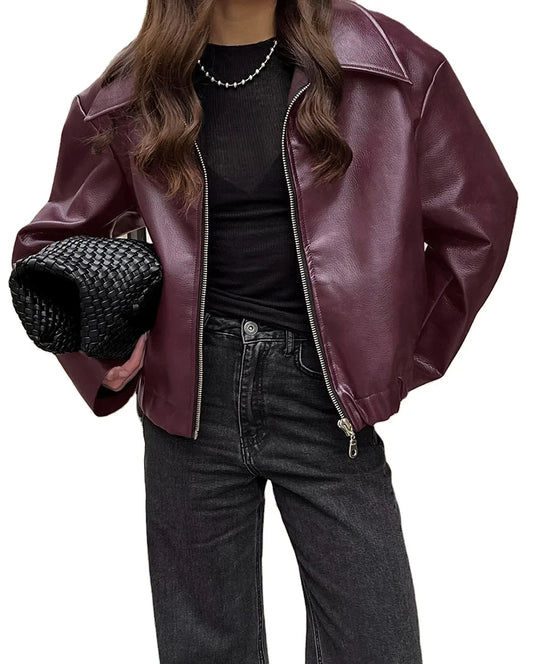 Burgundy leather jacket