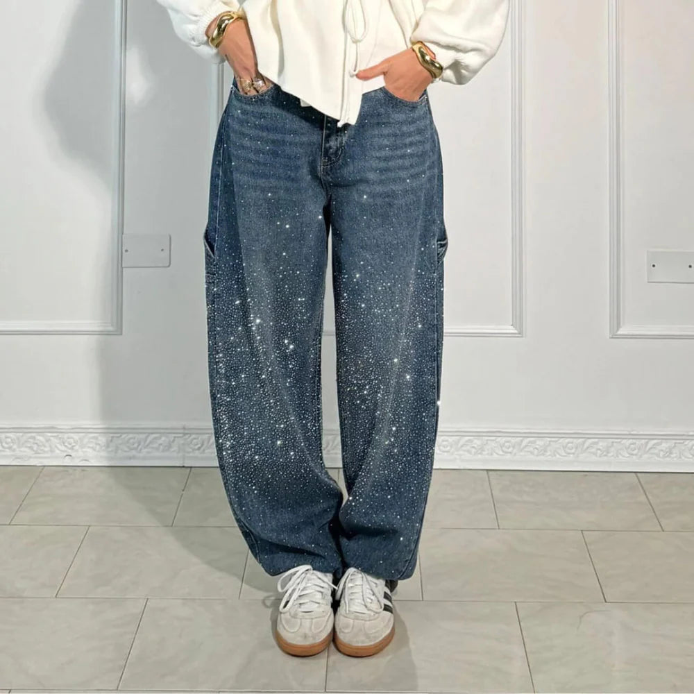 Jeans has rhinestones