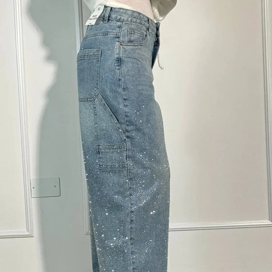 Jeans has rhinestones