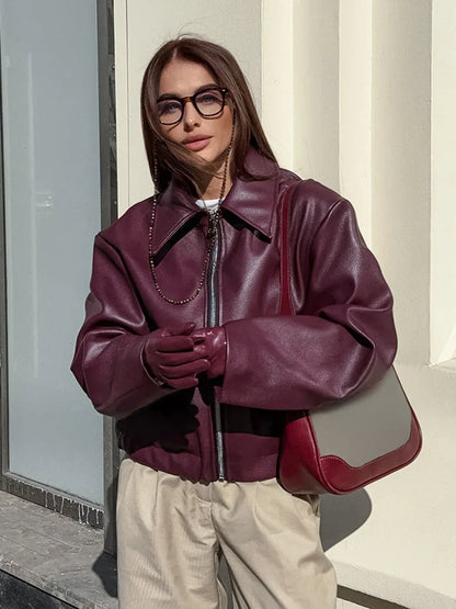 Burgundy leather jacket