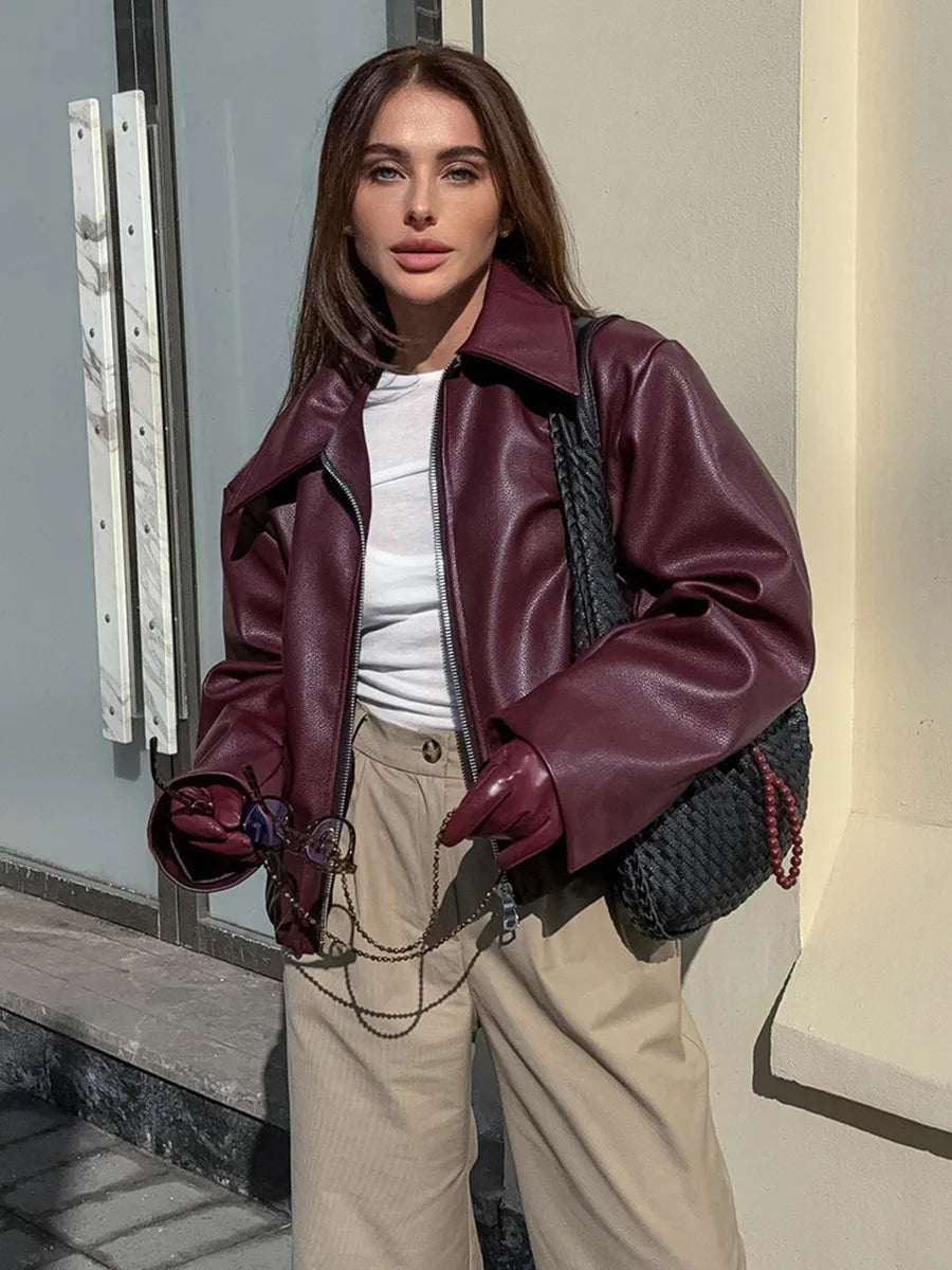 Burgundy leather jacket