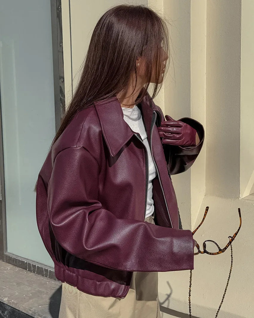 Burgundy leather jacket